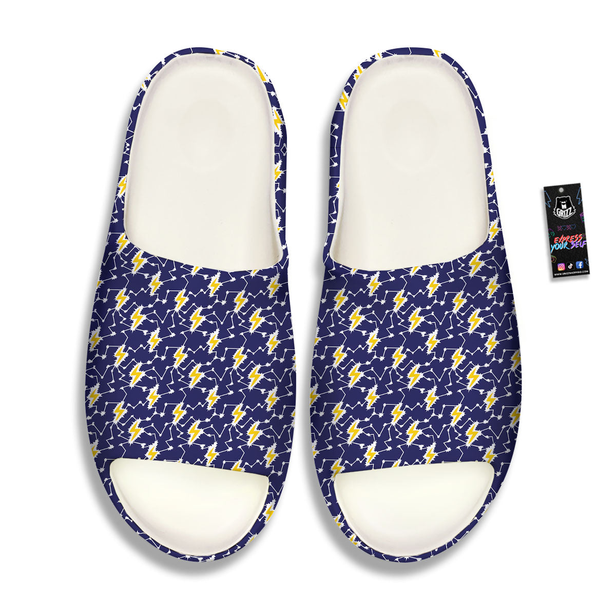 Lightning Yellow And Blue Print Pattern Sandals-grizzshop