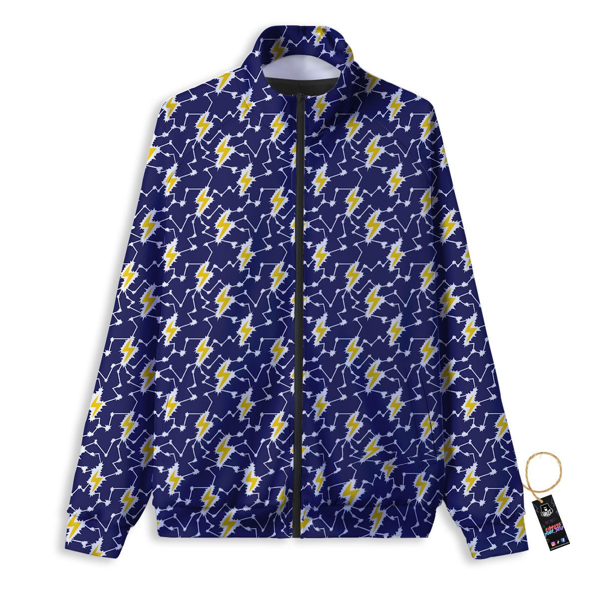 Lightning Yellow And Blue Print Pattern Track Jacket-grizzshop
