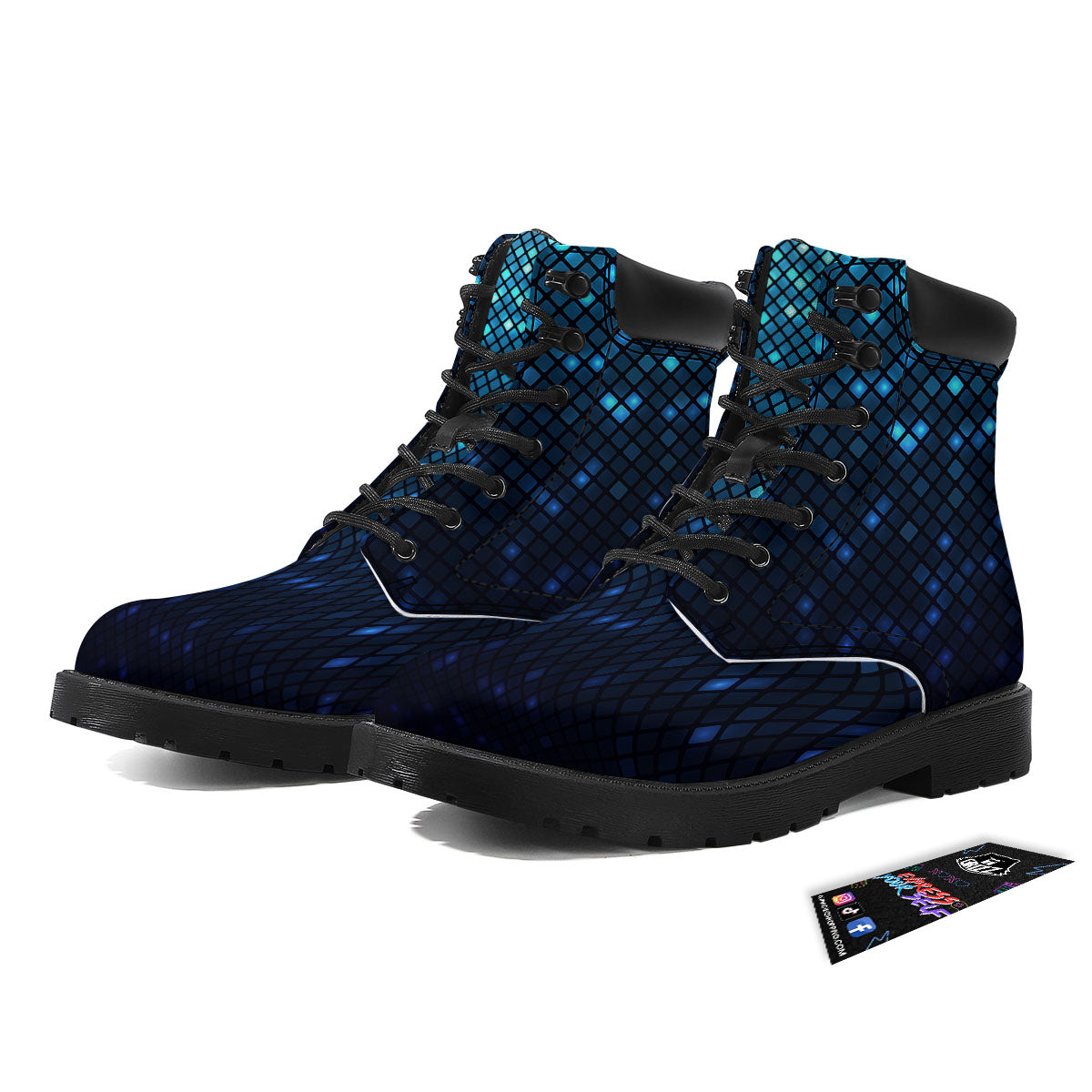 Lights Blue Disco Print Pattern Boots-grizzshop