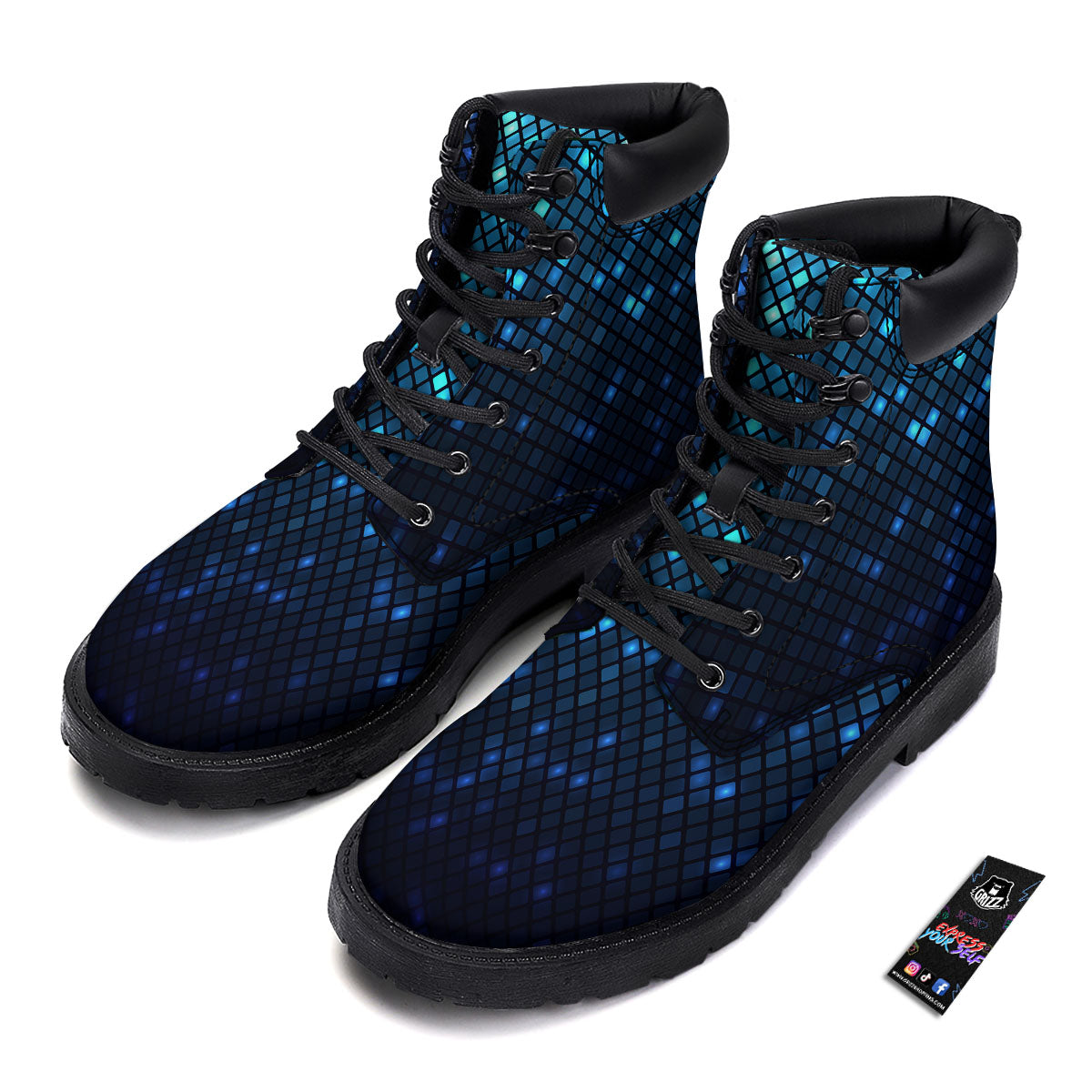Lights Blue Disco Print Pattern Boots-grizzshop