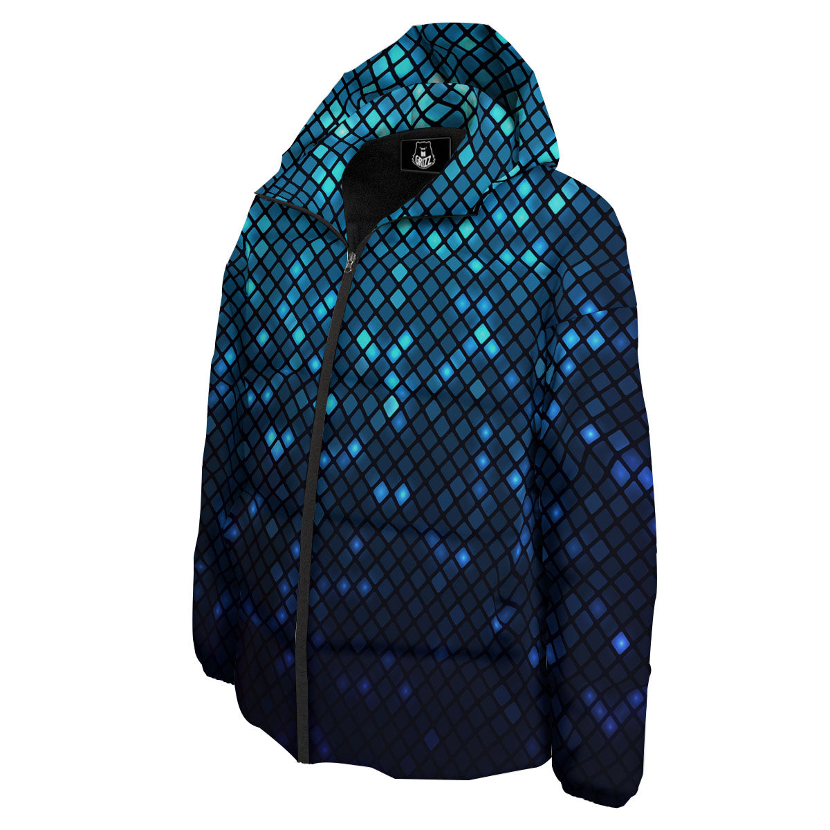 Lights Blue Disco Print Pattern Down Jacket-grizzshop