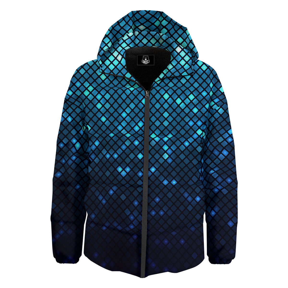 Lights Blue Disco Print Pattern Down Jacket-grizzshop