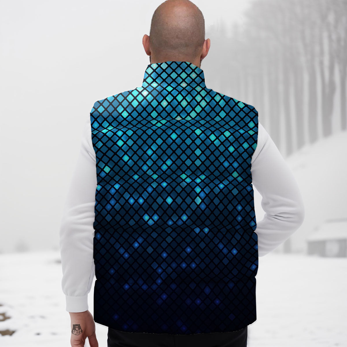 Lights Blue Disco Print Pattern Down Vest-grizzshop