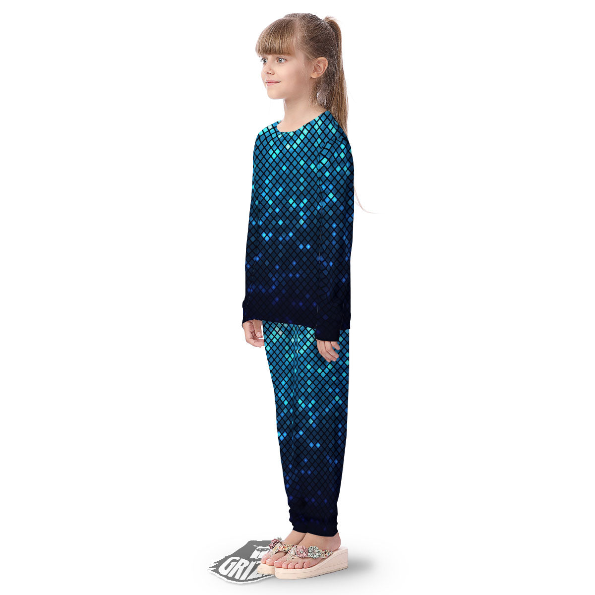 Lights Blue Disco Print Pattern Kid's Pajamas-grizzshop