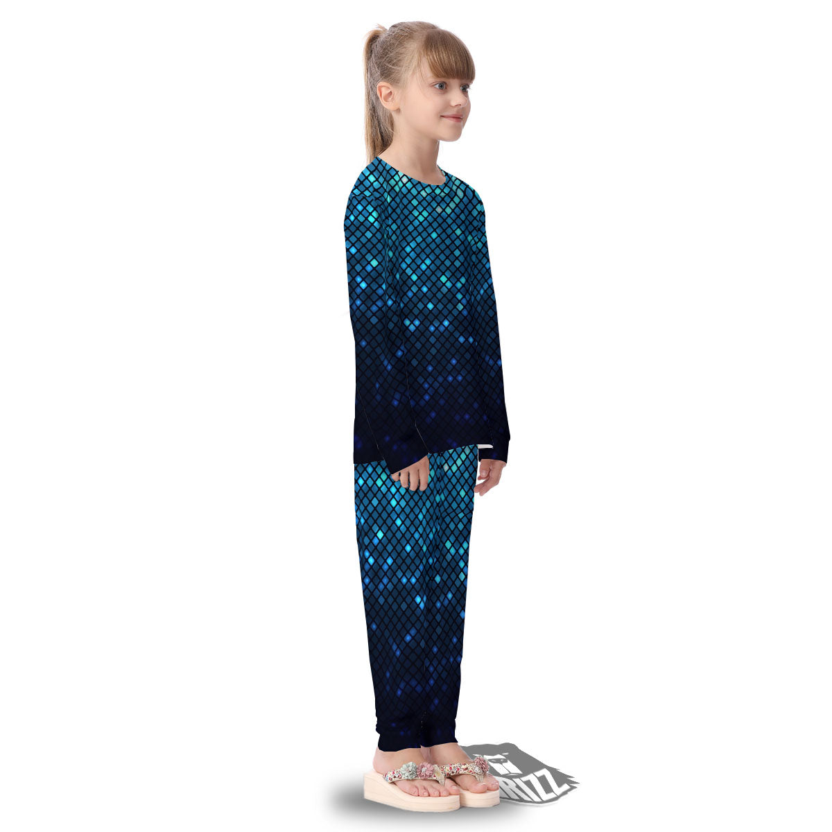 Lights Blue Disco Print Pattern Kid's Pajamas-grizzshop