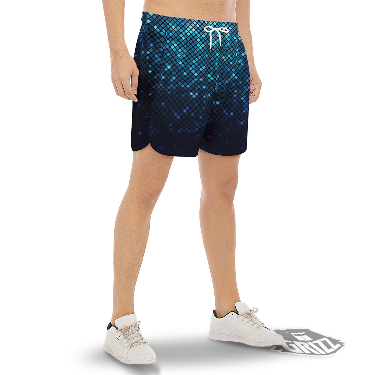 Lights Blue Disco Print Pattern Men's Gym Shorts-grizzshop