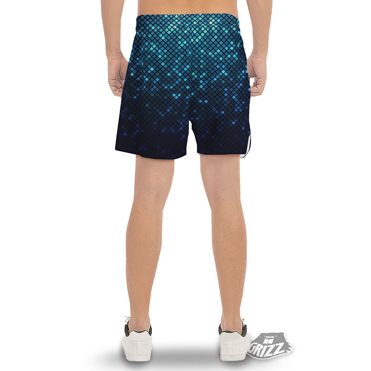 Lights Blue Disco Print Pattern Men's Gym Shorts-grizzshop