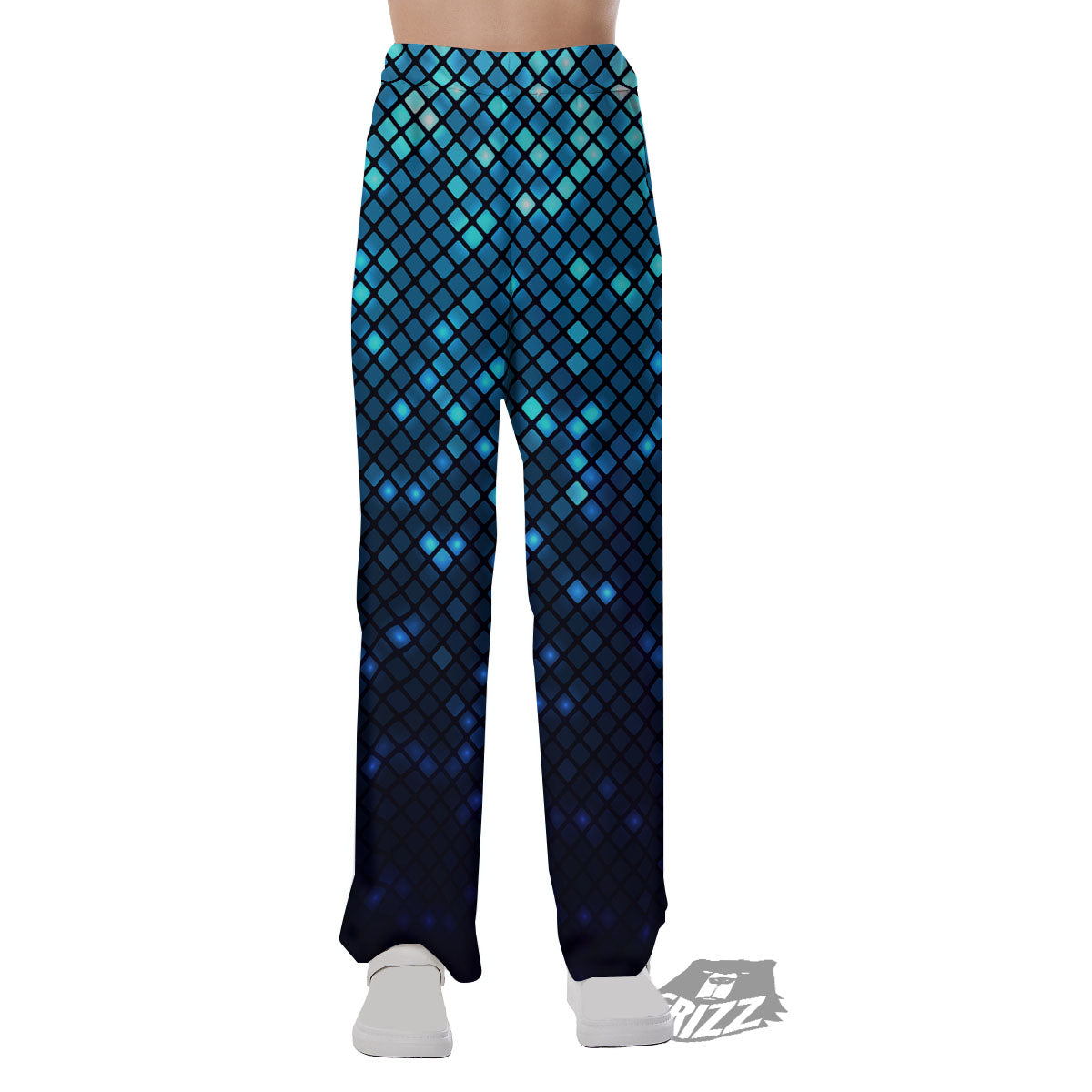 Lights Blue Disco Print Pattern Pajama Pants-grizzshop