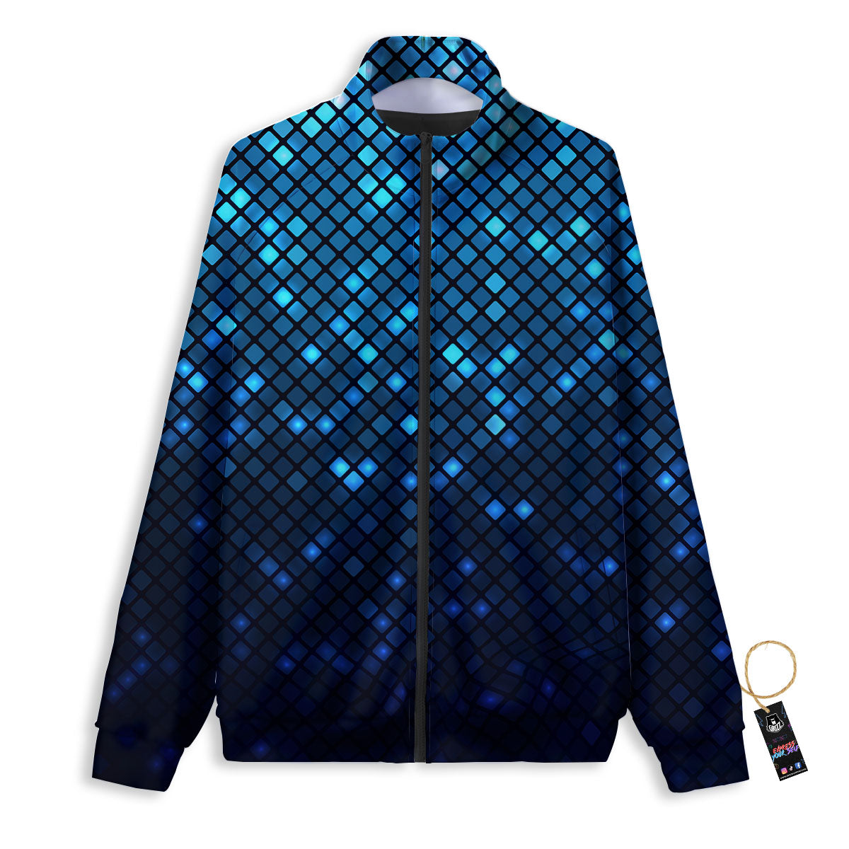 Lights Blue Disco Print Pattern Track Jacket-grizzshop