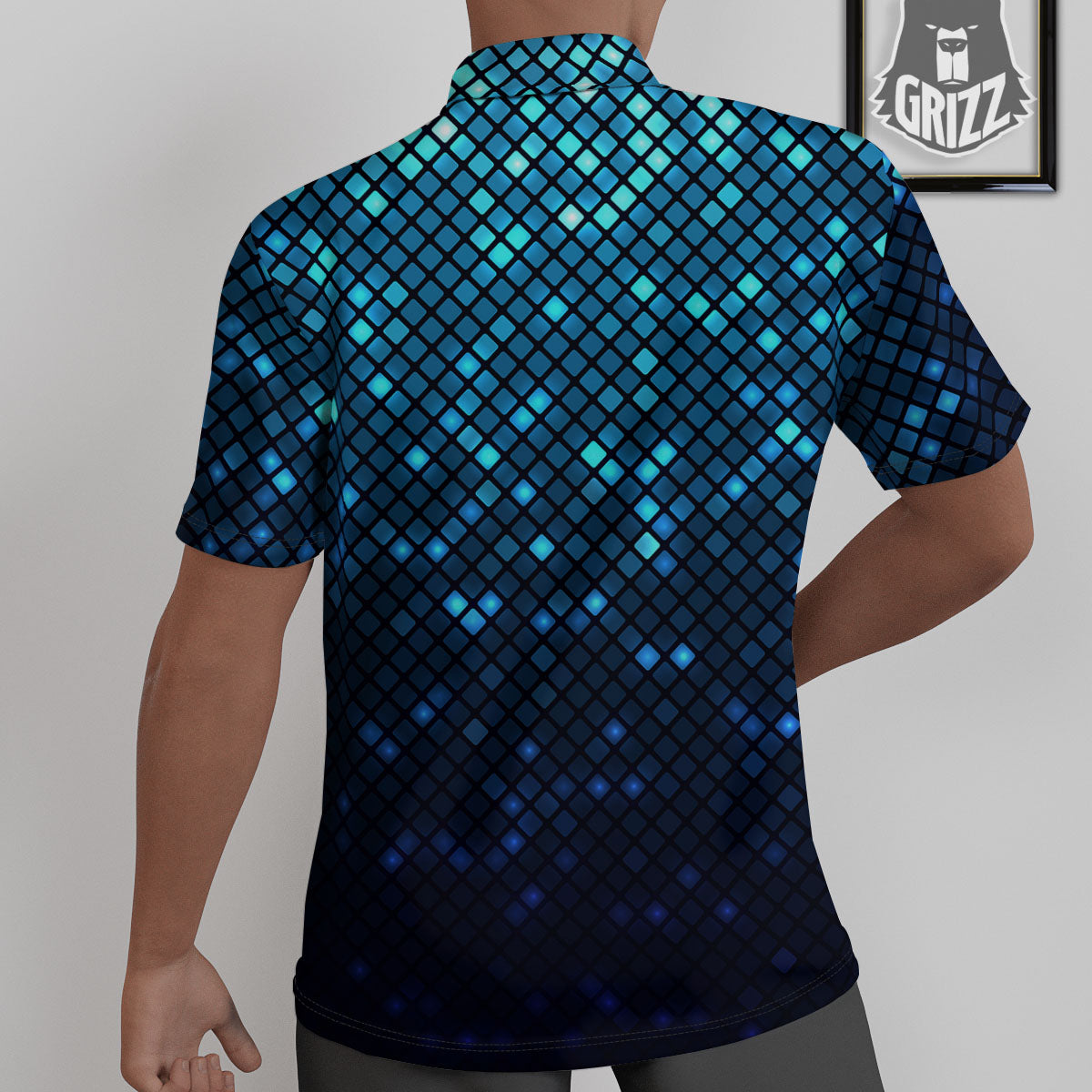 Lights Blue Disco Print Pattern Untucked Shirts-grizzshop
