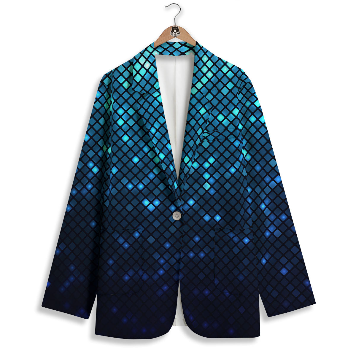 Lights Blue Disco Print Pattern Women's Blazer-grizzshop