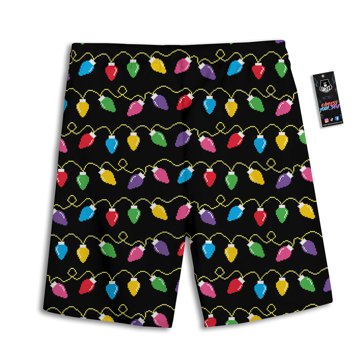 Lights Christmas Pixel Print Pattern Men's Athletic Shorts