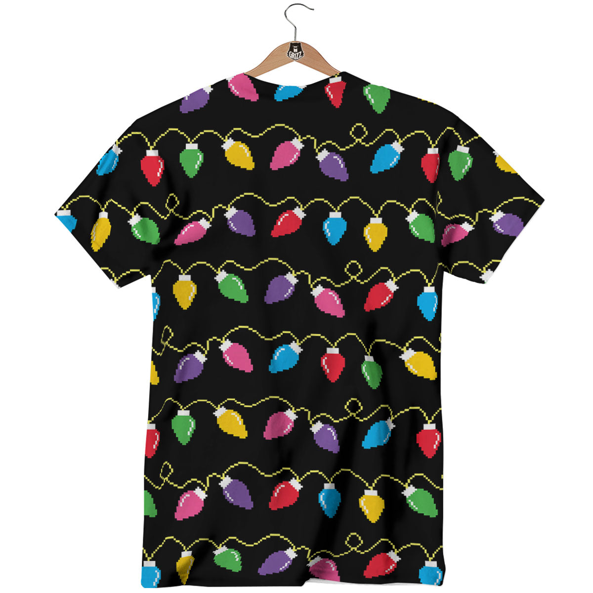 Lights Christmas Pixel Print Pattern T-Shirt-grizzshop