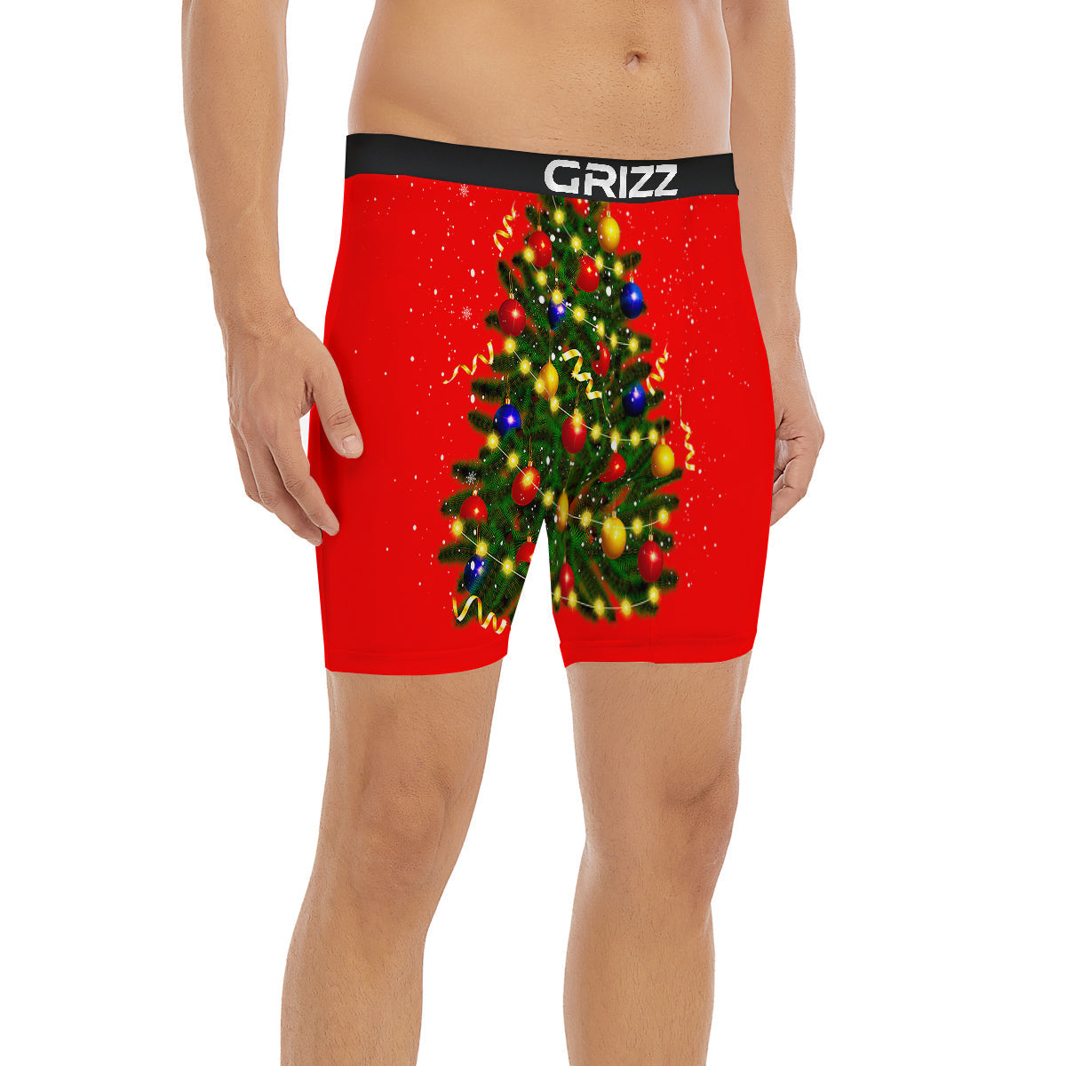 Lights Christmas Tree Print Boxer Briefs-grizzshop
