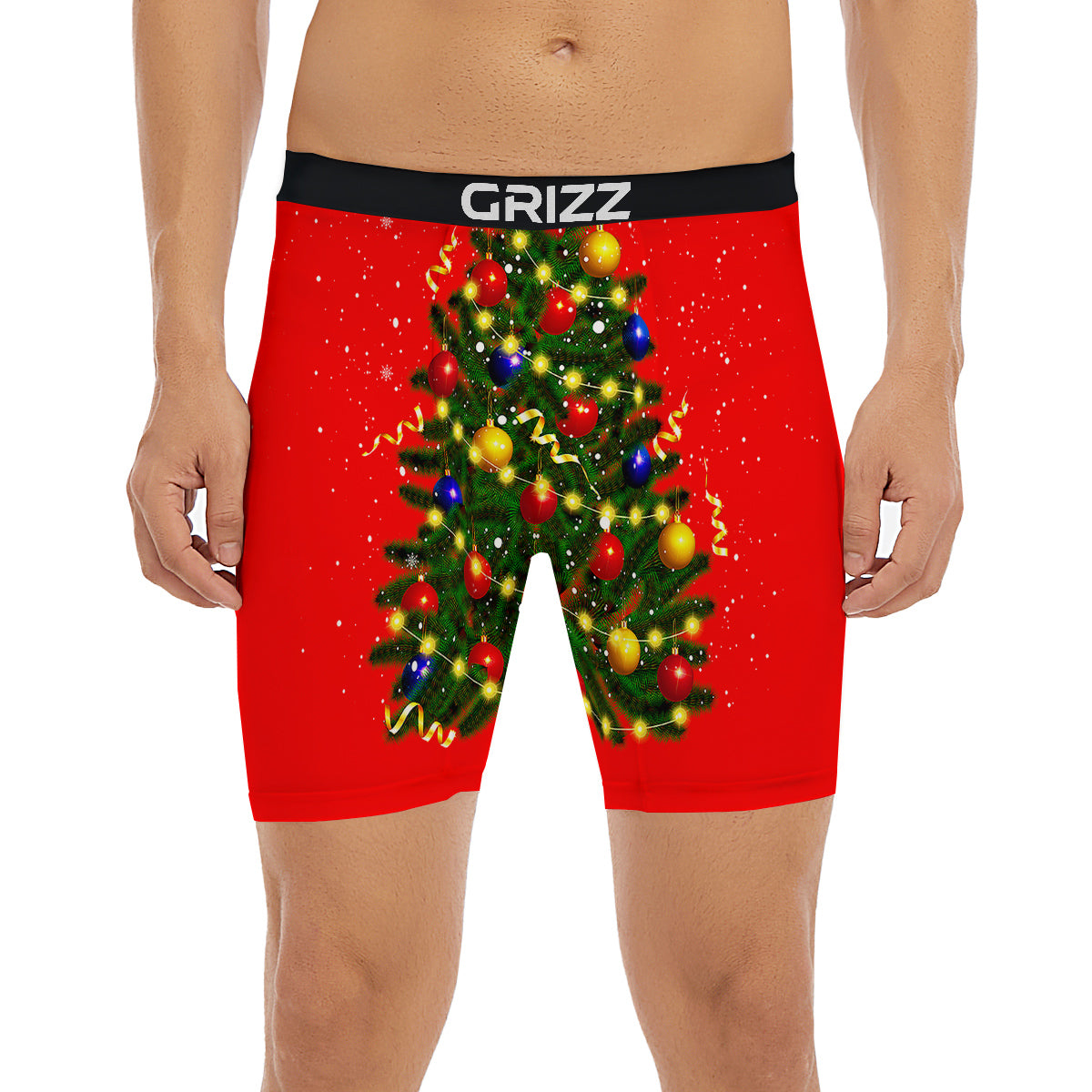 Lights Christmas Tree Print Boxer Briefs-grizzshop