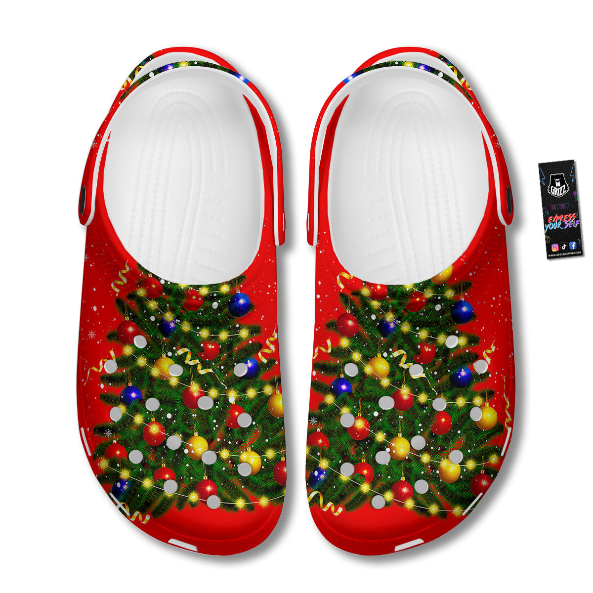 Lights Christmas Tree Print Clog-grizzshop