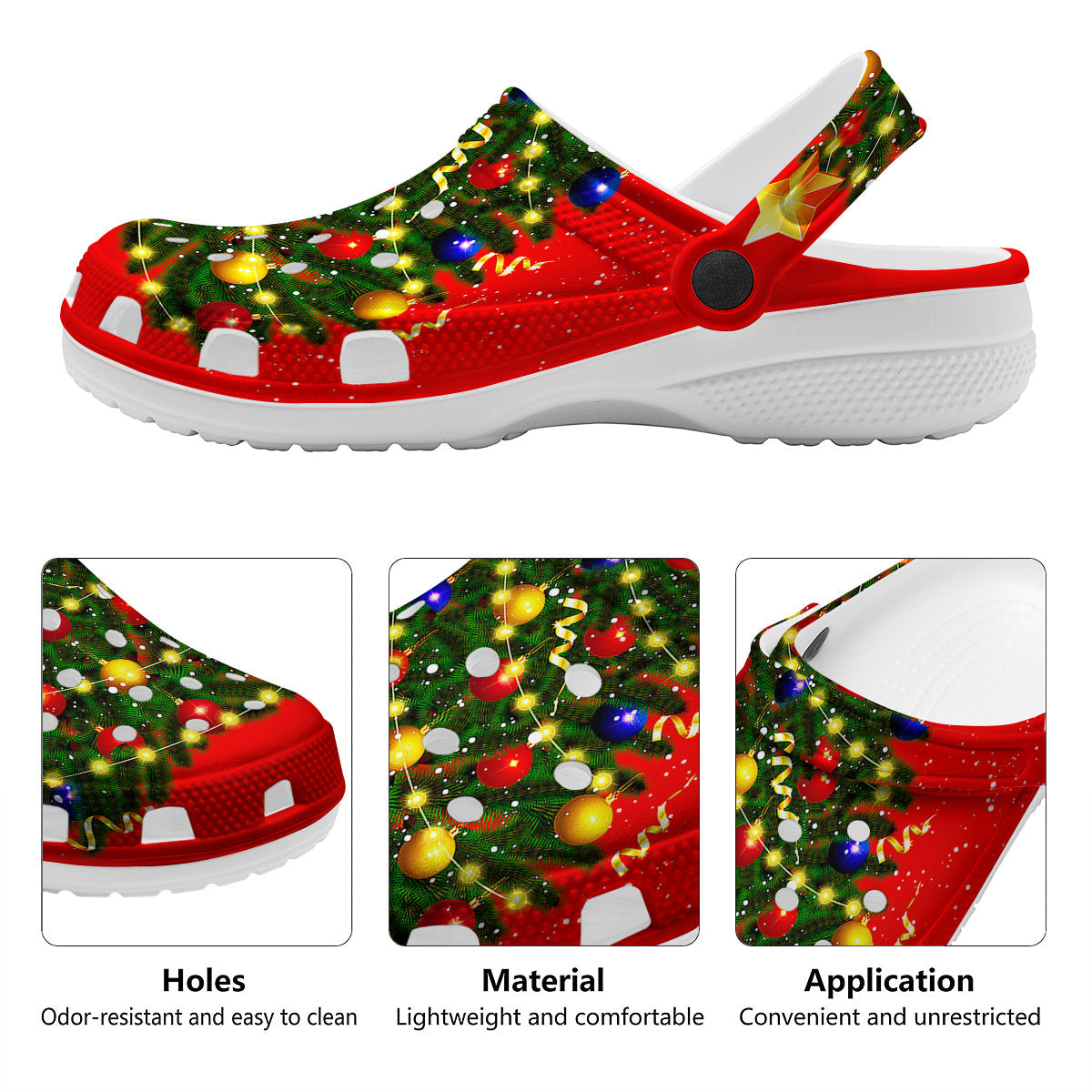 Lights Christmas Tree Print Clog-grizzshop