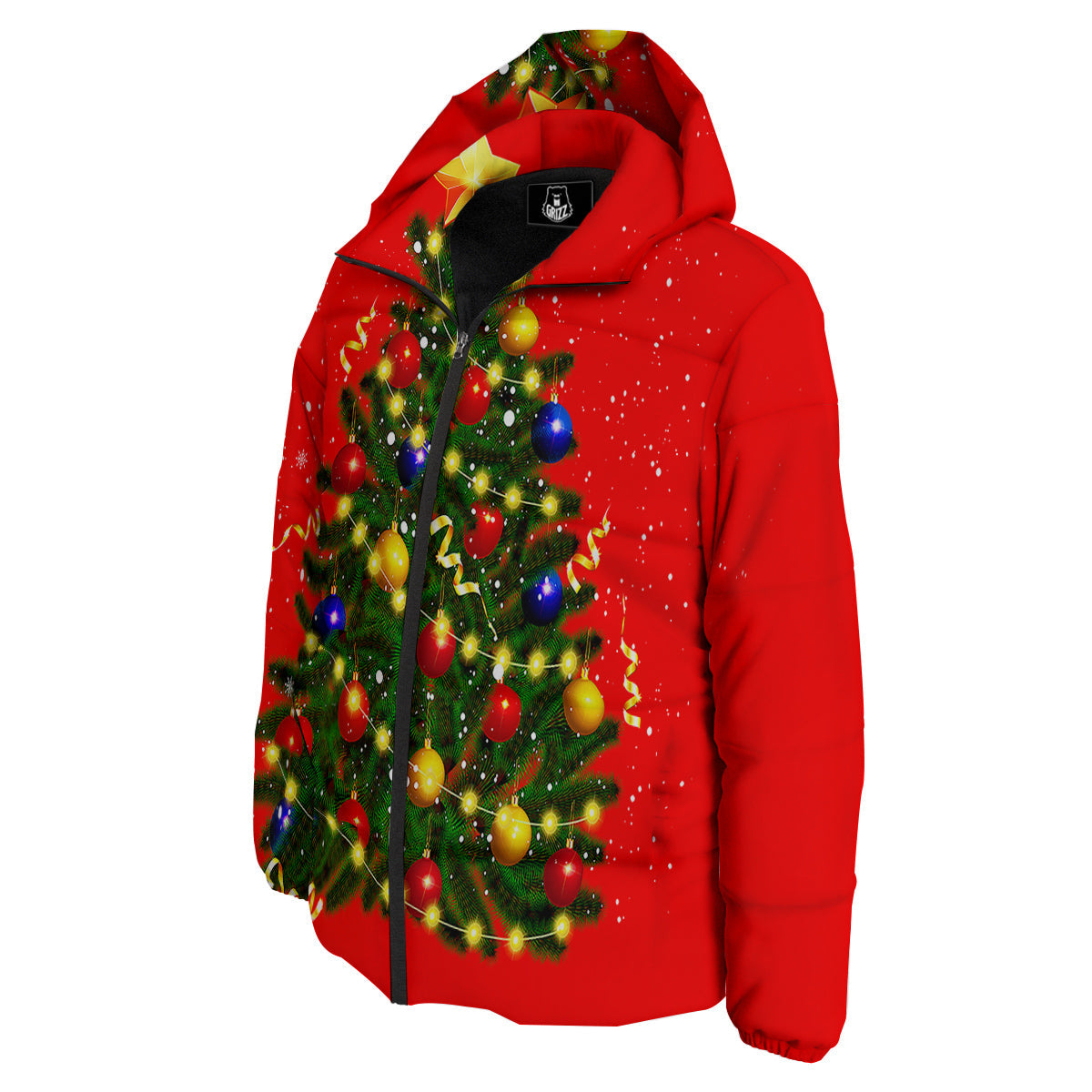 Lights Christmas Tree Print Down Jacket-grizzshop