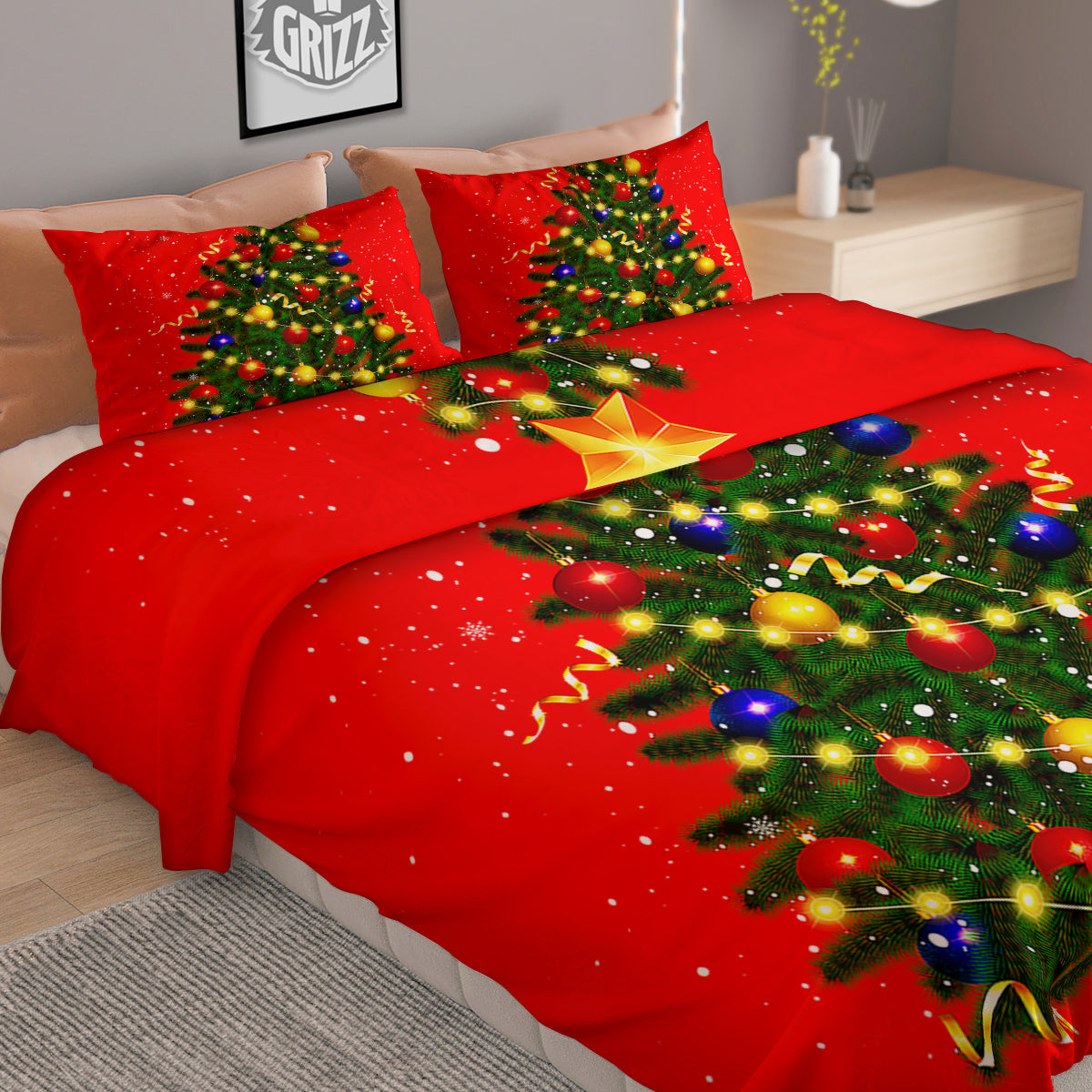 Kaleidoscope Gold Print Duvet Cover Bedding Set