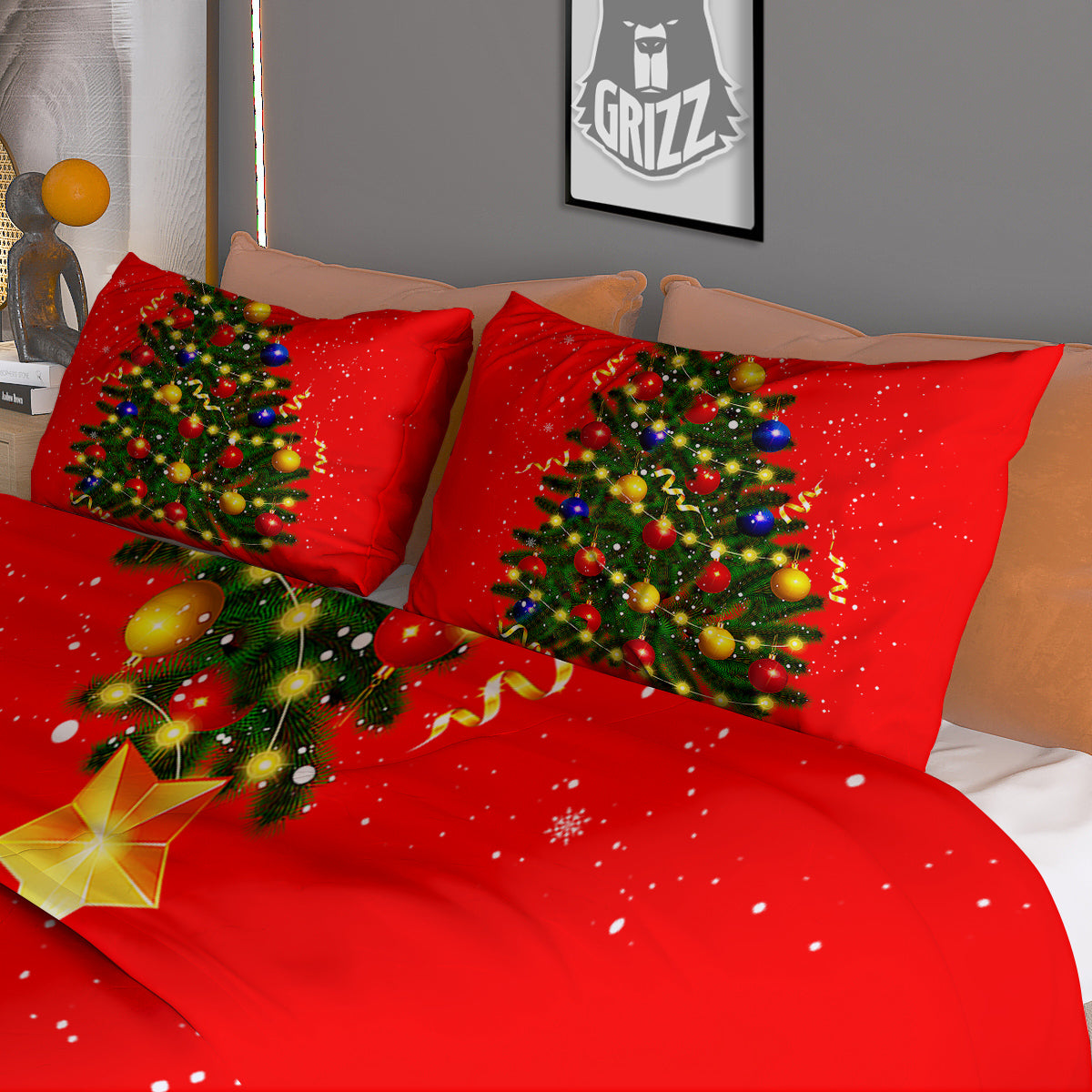 Kaleidoscope Gold Print Duvet Cover Bedding Set