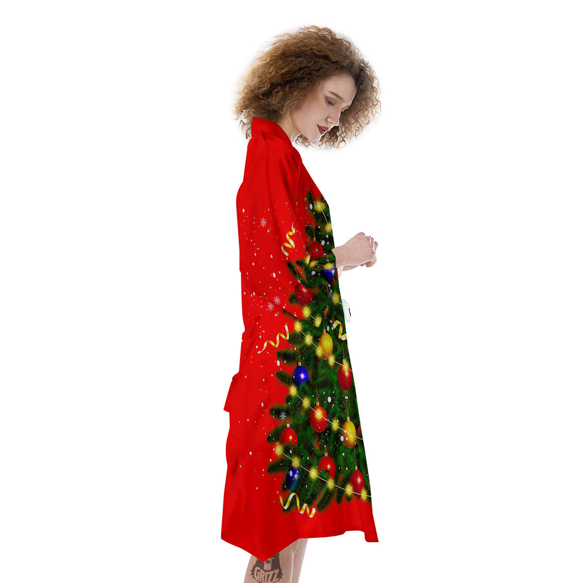 Lights Christmas Tree Print Kimono-grizzshop