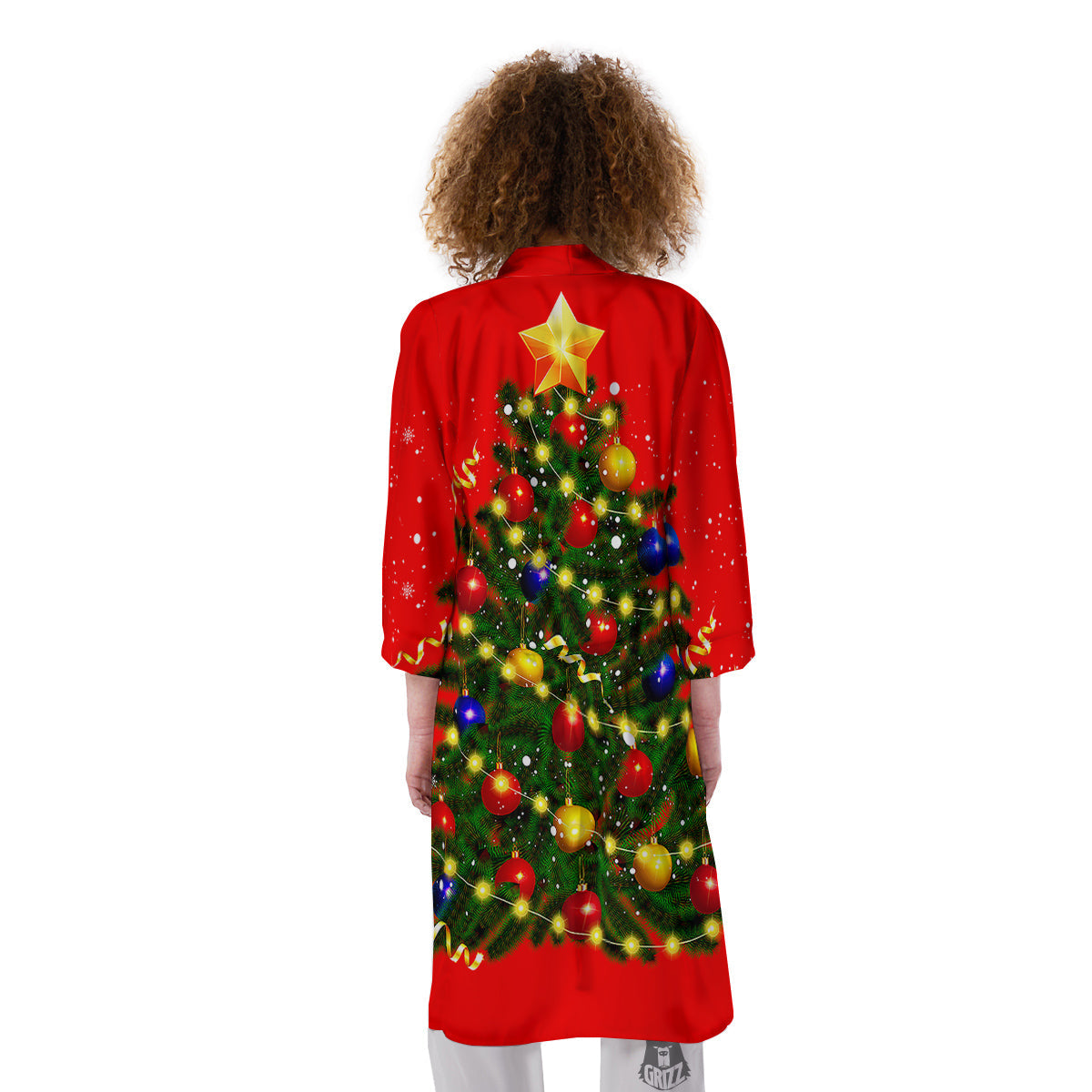 Lights Christmas Tree Print Kimono-grizzshop