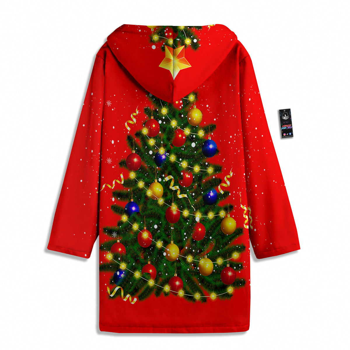 Lights Christmas Tree Print Men's Windbreaker Jacket-grizzshop