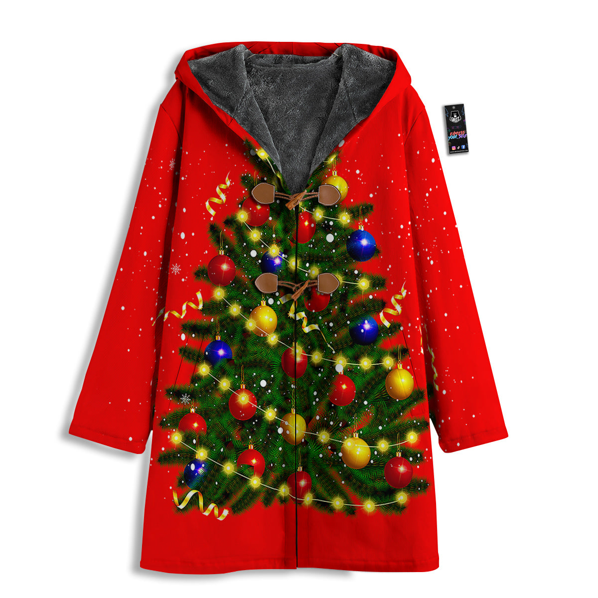 Lights Christmas Tree Print Men's Windbreaker Jacket-grizzshop