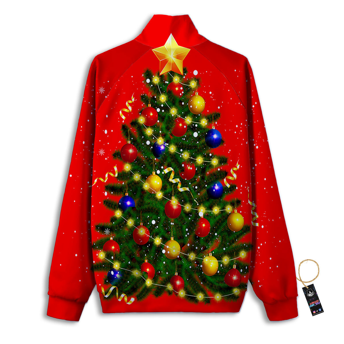 Lights Christmas Tree Print Track Jacket-grizzshop