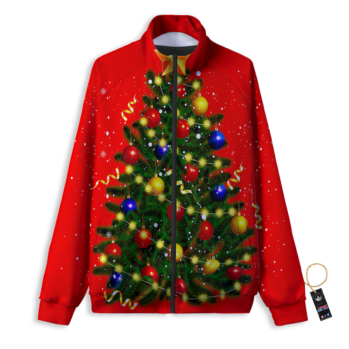 Lights Christmas Tree Print Track Jacket-grizzshop