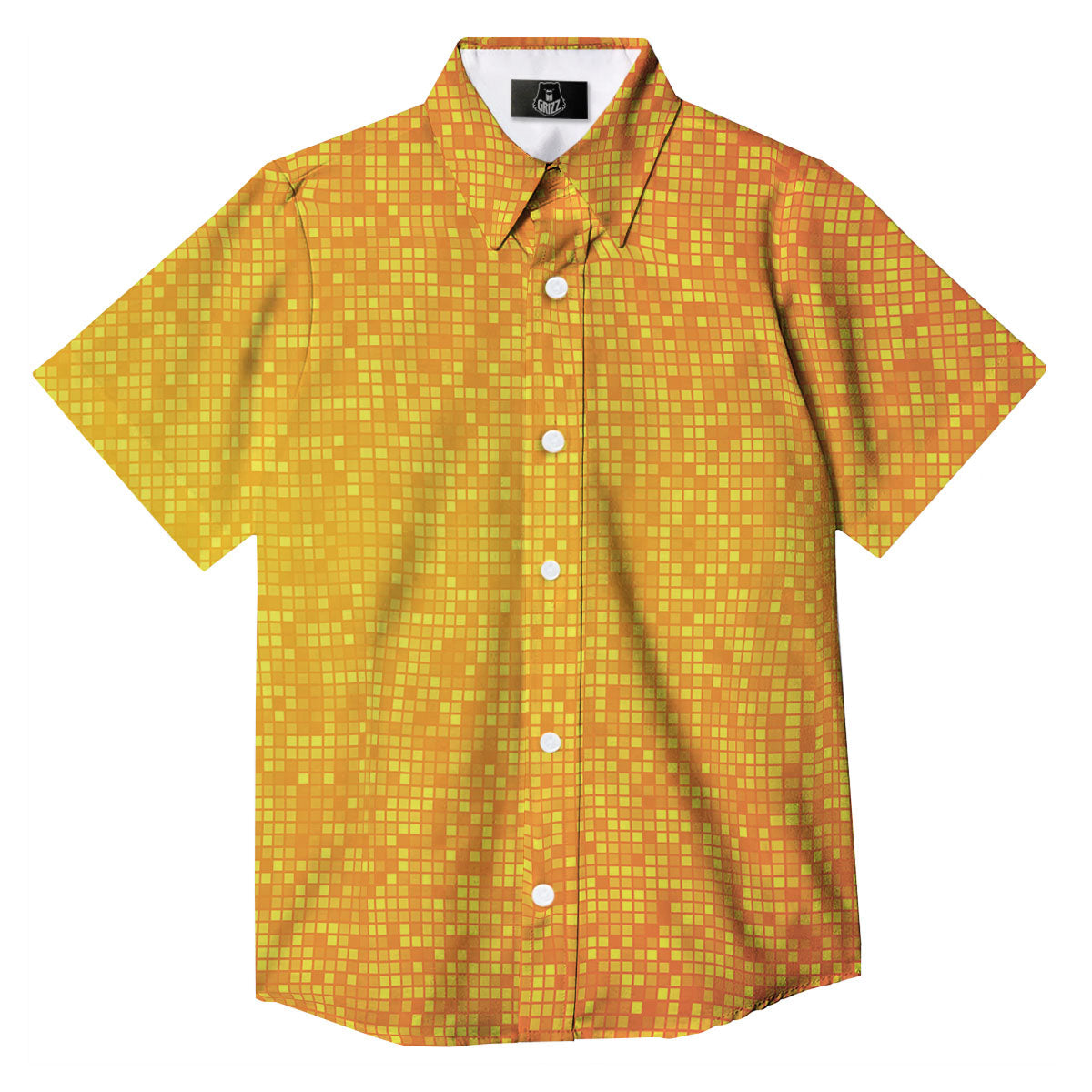 Lights Disco Yellow Print Pattern Button Up Shirt-grizzshop
