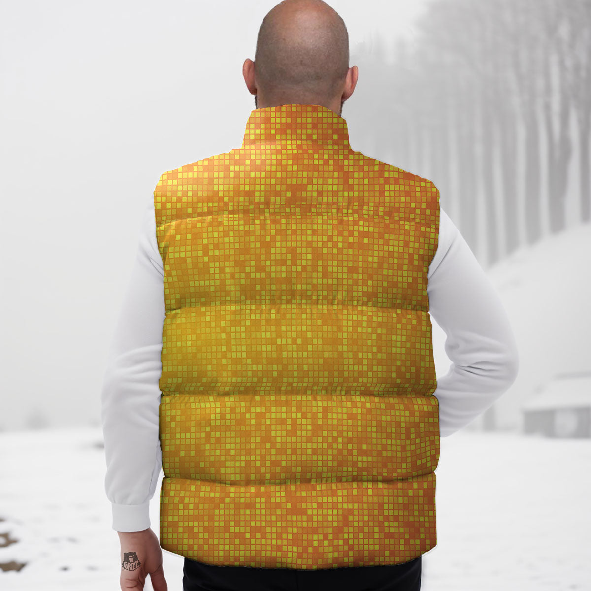 Lights Disco Yellow Print Pattern Down Vest-grizzshop