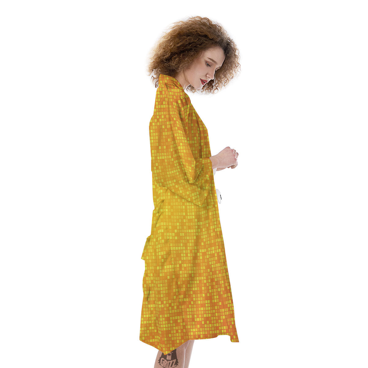 Lights Disco Yellow Print Pattern Kimono-grizzshop