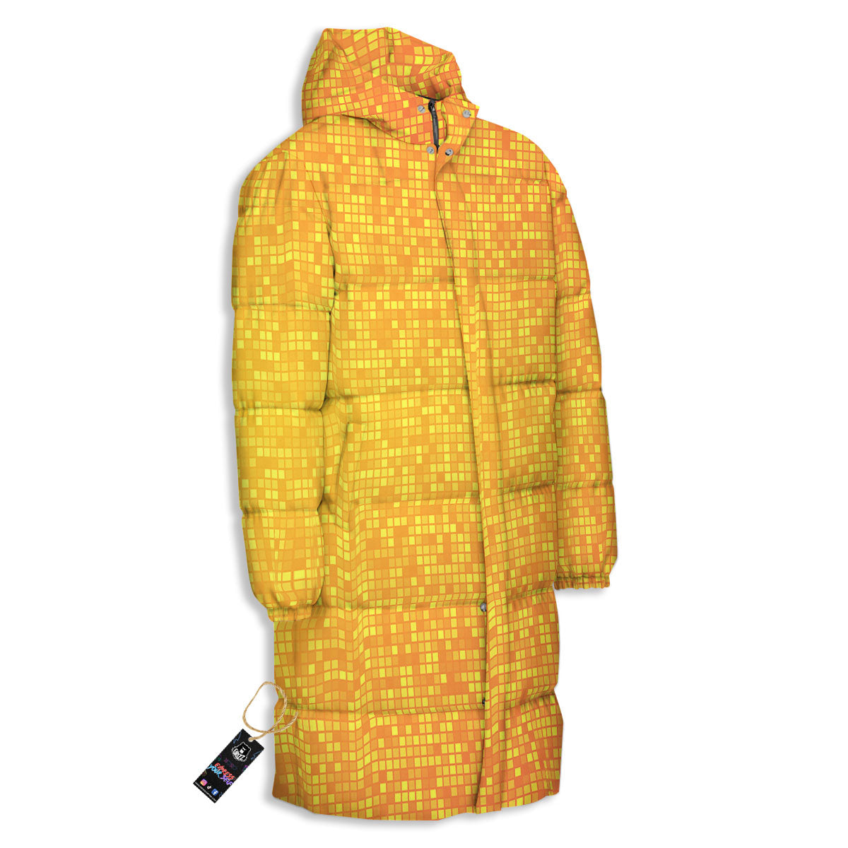 Lights Disco Yellow Print Pattern Long Down Jacket-grizzshop