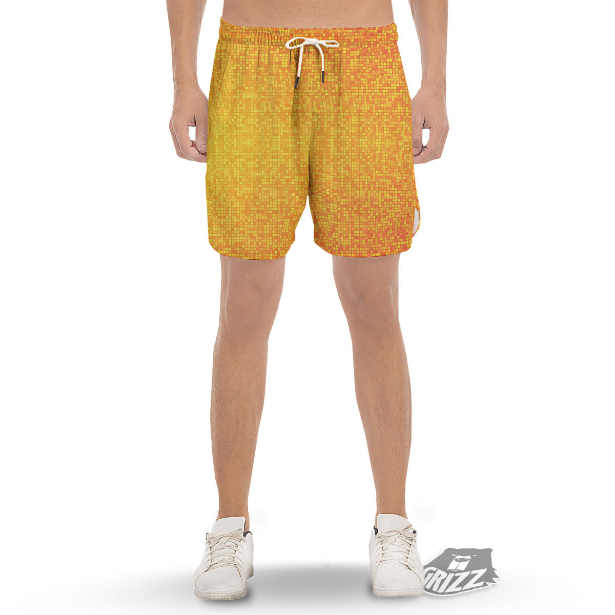 Lights Disco Yellow Print Pattern Men's Gym Shorts-grizzshop