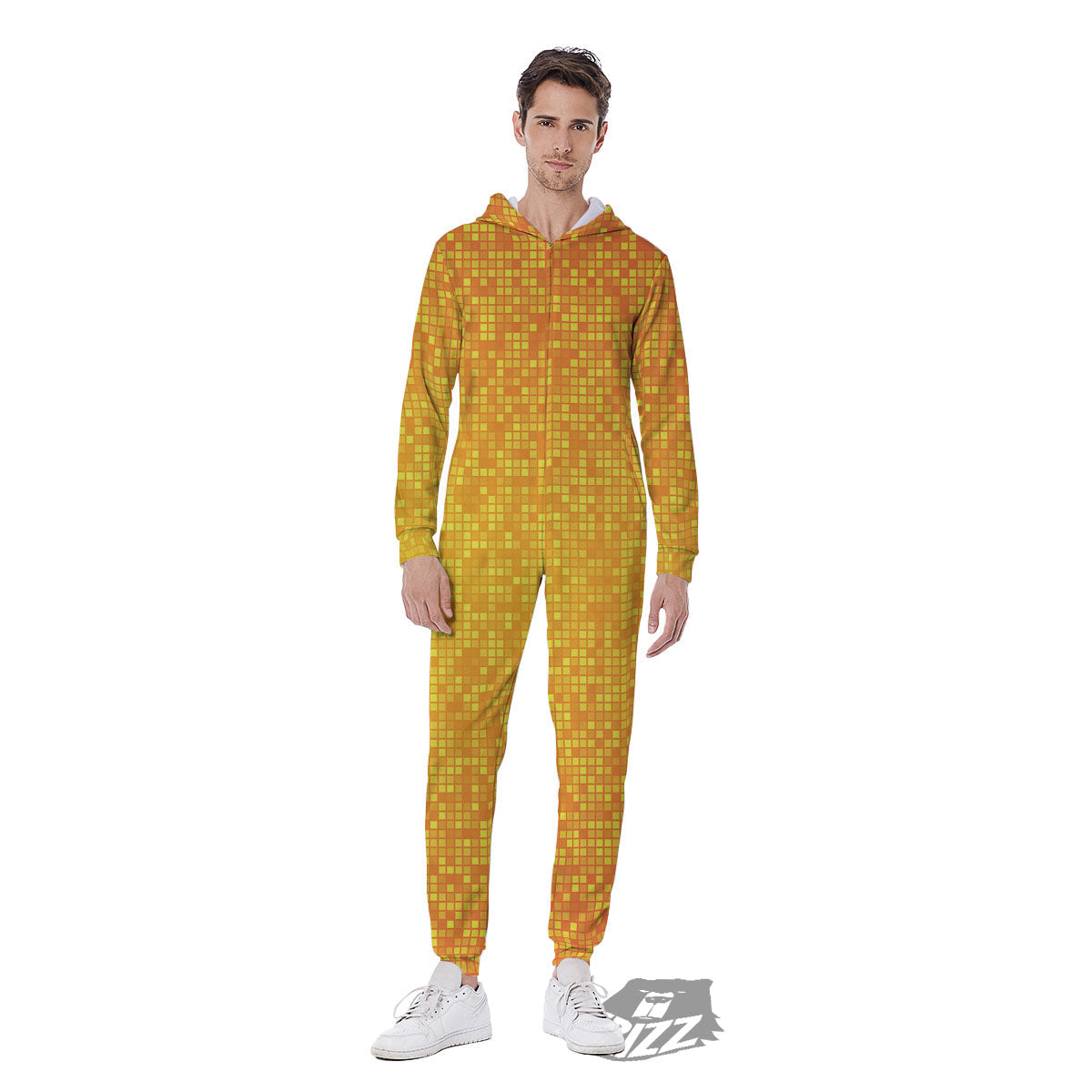 Lights Disco Yellow Print Pattern Men's Jumpsuit-grizzshop