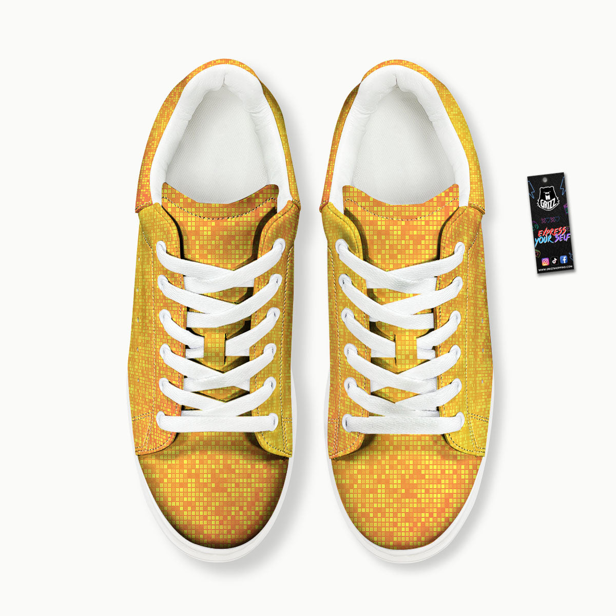 Lights Disco Yellow Print Pattern Platform Shoes-grizzshop
