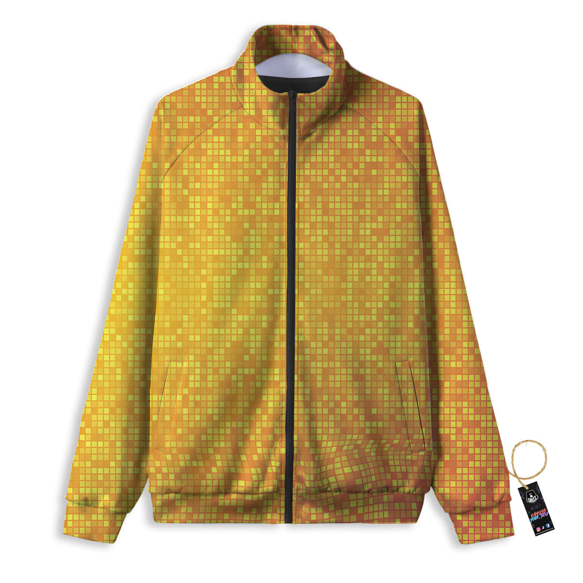 Lights Disco Yellow Print Pattern Track Jacket-grizzshop