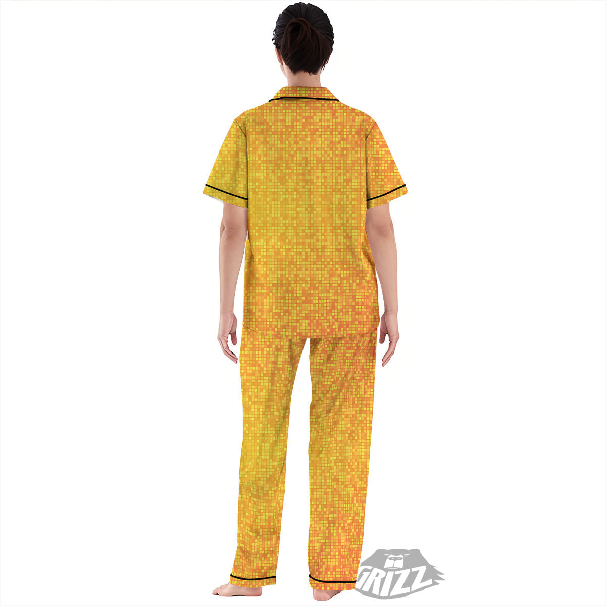 Lights Disco Yellow Print Pattern Women's Pajamas Set-grizzshop