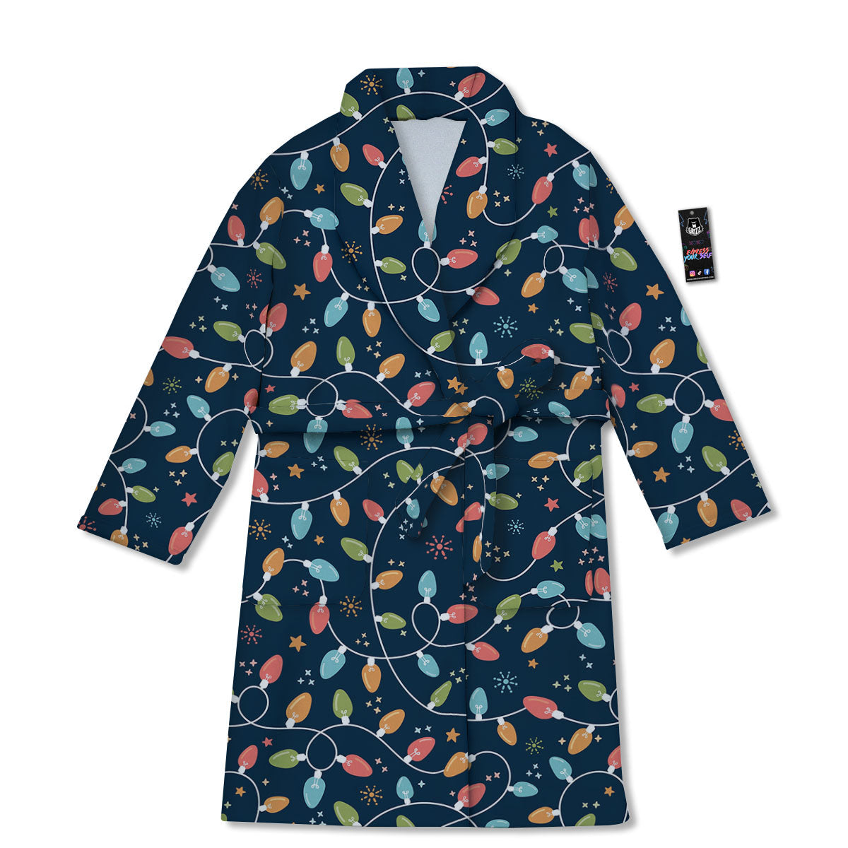Lights Merry Christmas Print Pattern Bathrobe-grizzshop