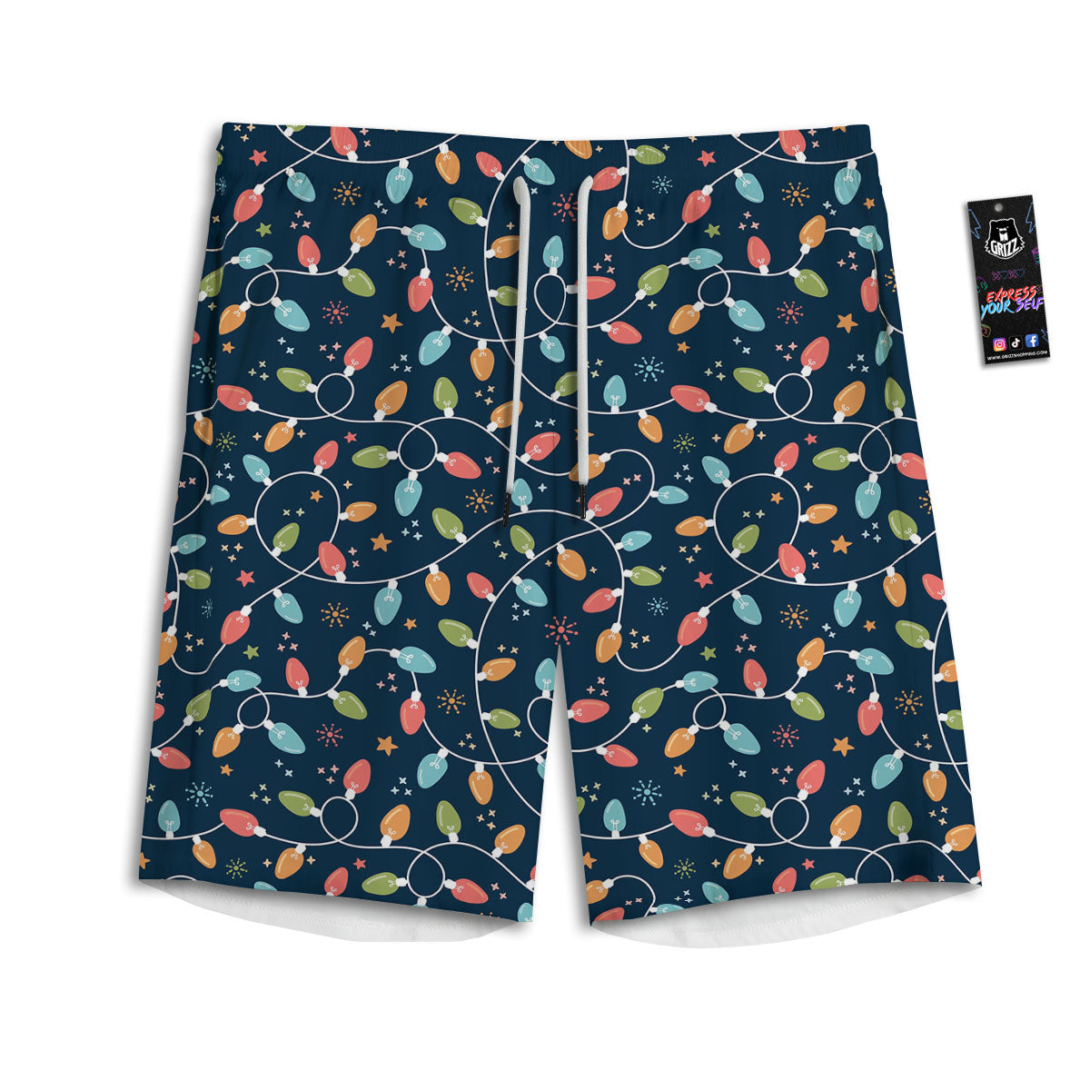 Lights Merry Christmas Print Pattern Men's Athletic Shorts