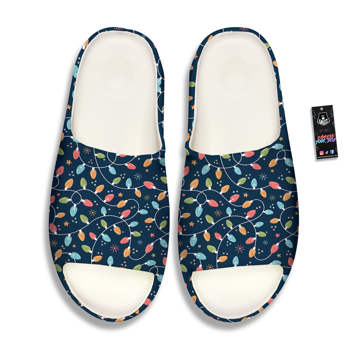 Lights Merry Christmas Print Pattern Sandals-grizzshop