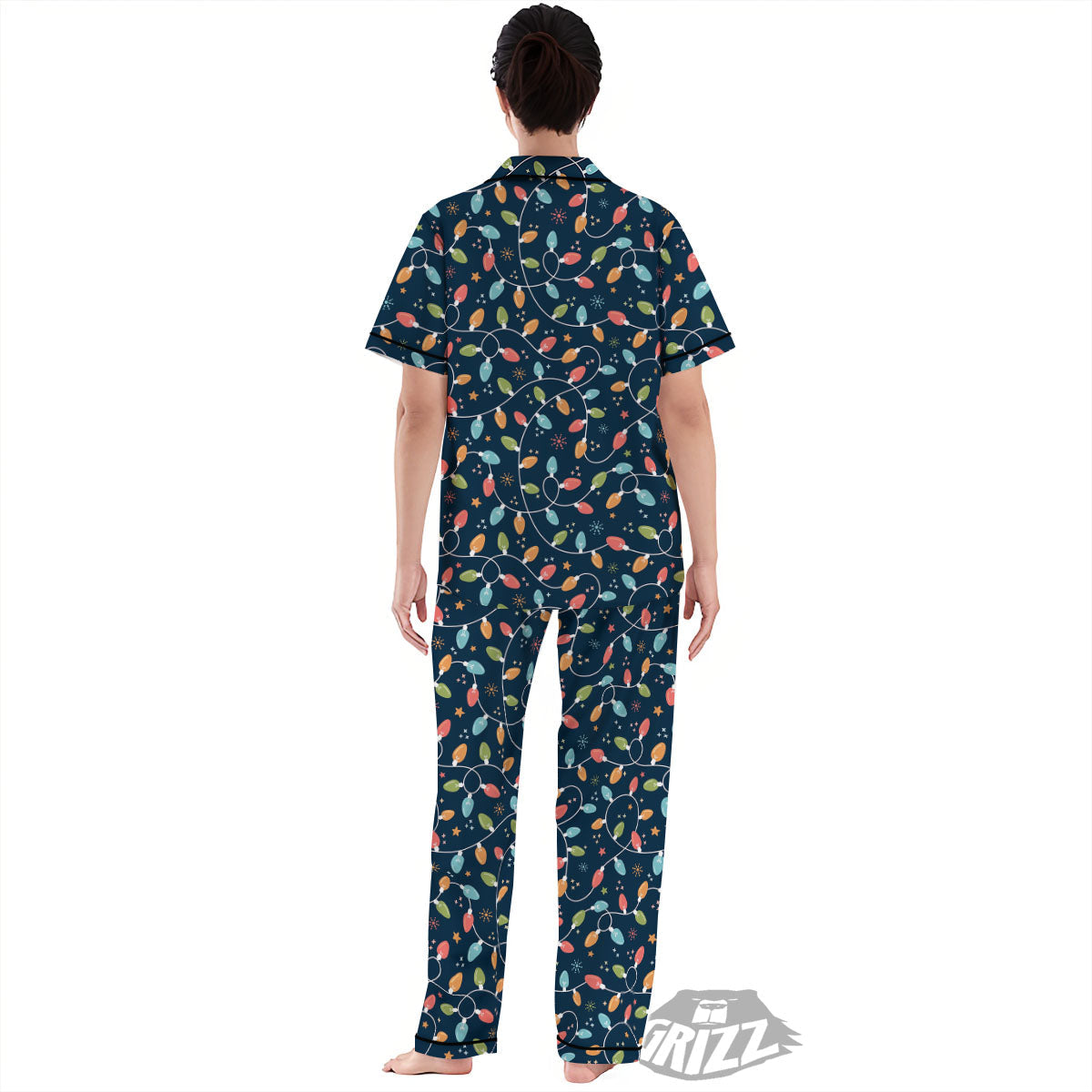 Lights Merry Christmas Print Pattern Women's Pajamas Set-grizzshop