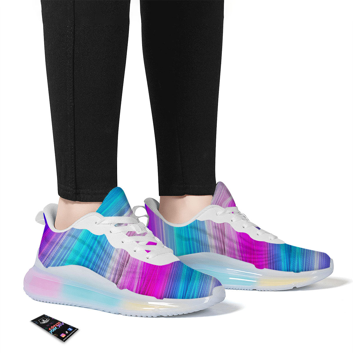 Lights Speed Teal And Pink Print Running Sneakers-grizzshop