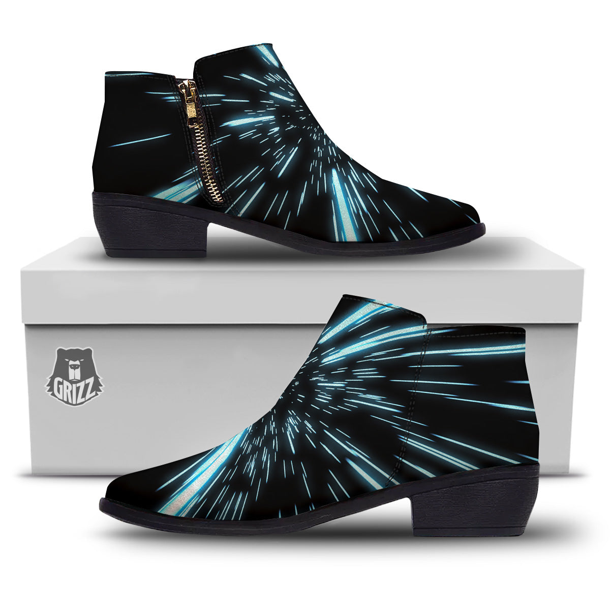 Lightspeed Blue Print Ankle Boots-grizzshop