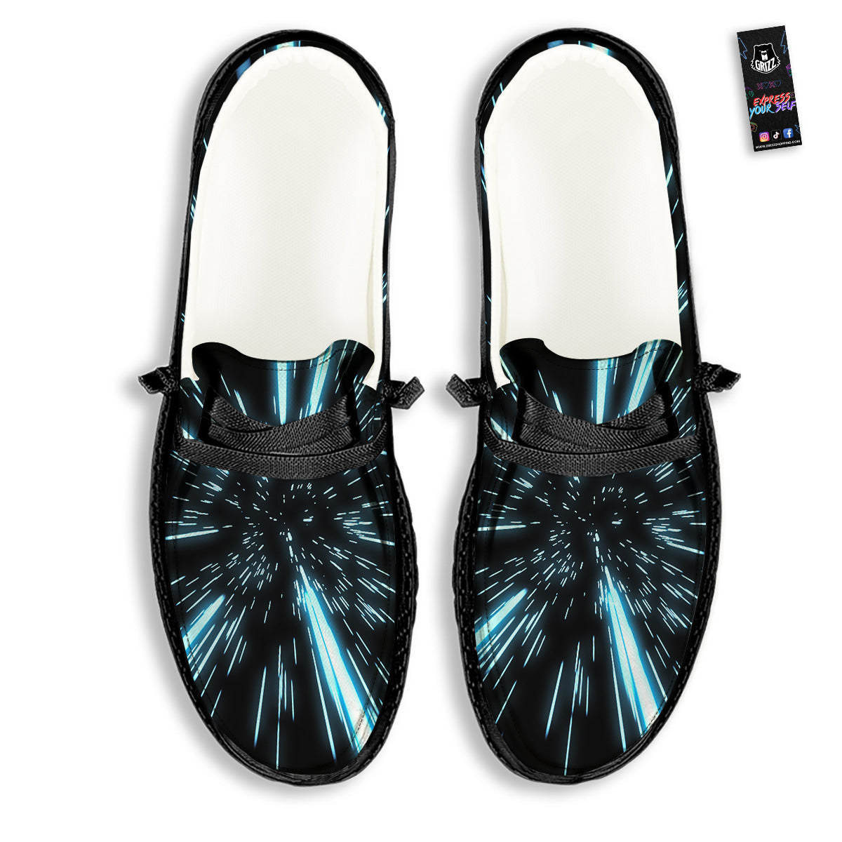 Lightspeed Blue Print Black Loafers-grizzshop