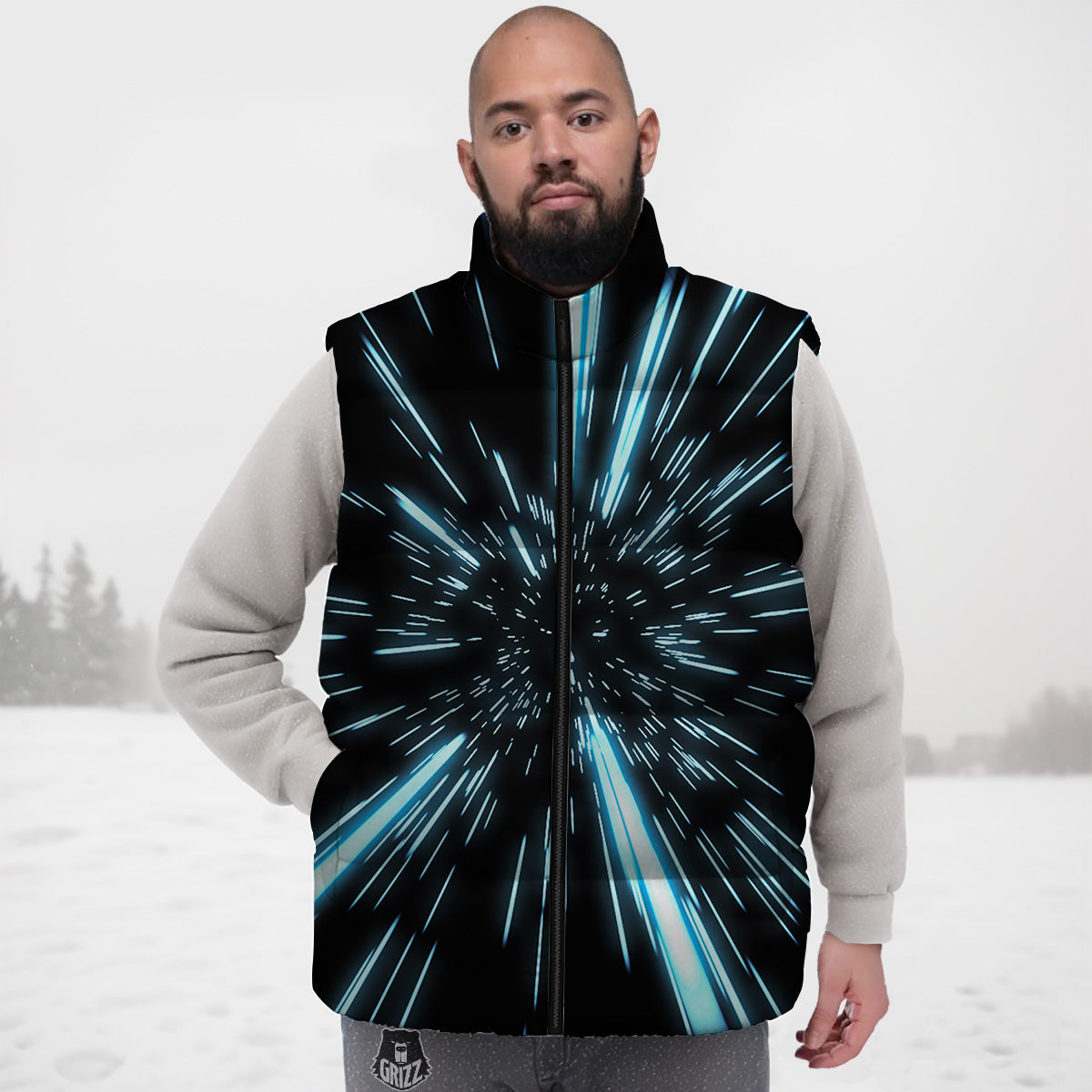 Lightspeed Blue Print Down Vest-grizzshop