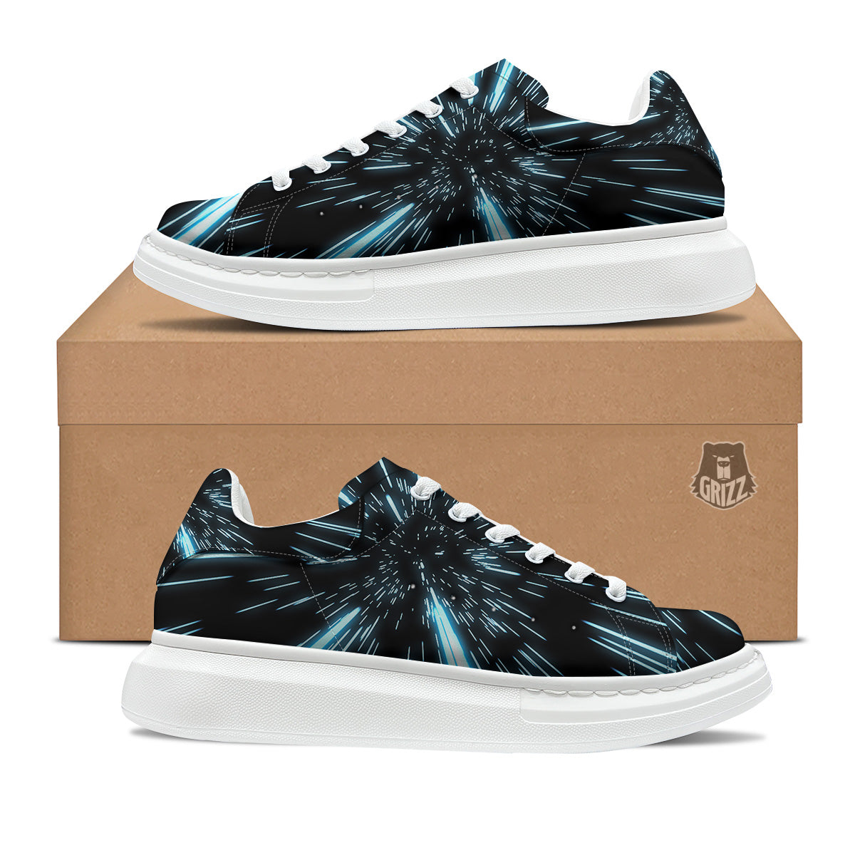 Lightspeed Blue Print Platform Shoes-grizzshop