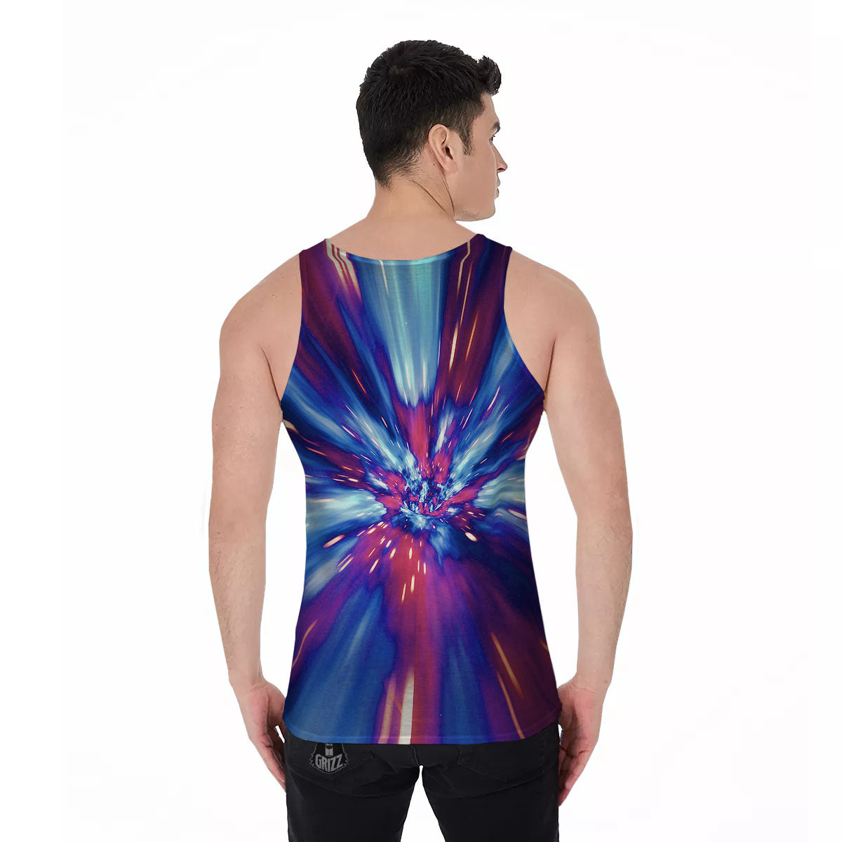 Lightspeed Galaxy Print Men's Tank Top-grizzshop