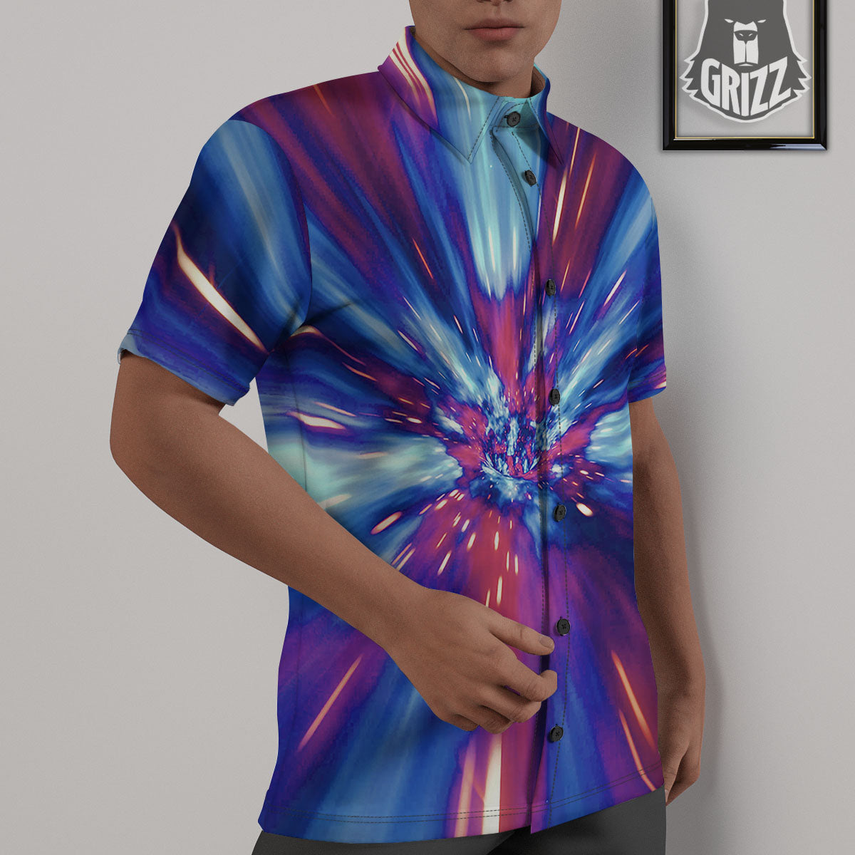 Lightspeed Galaxy Print Untucked Shirts-grizzshop